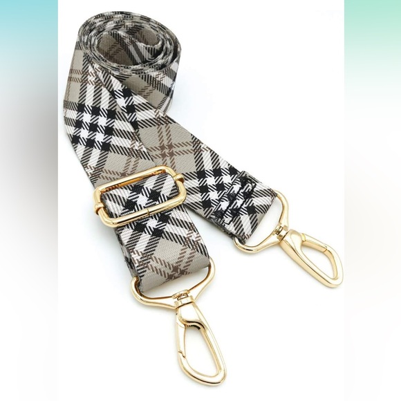 Plaid Adjustable Strap with Gold Hardware - Picture 1 of 3